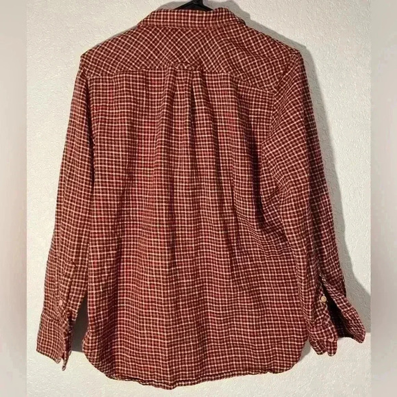 J CREW Flannel Plaid Shirt Size Small Pink Brown Button Down - Picture 6 of 6